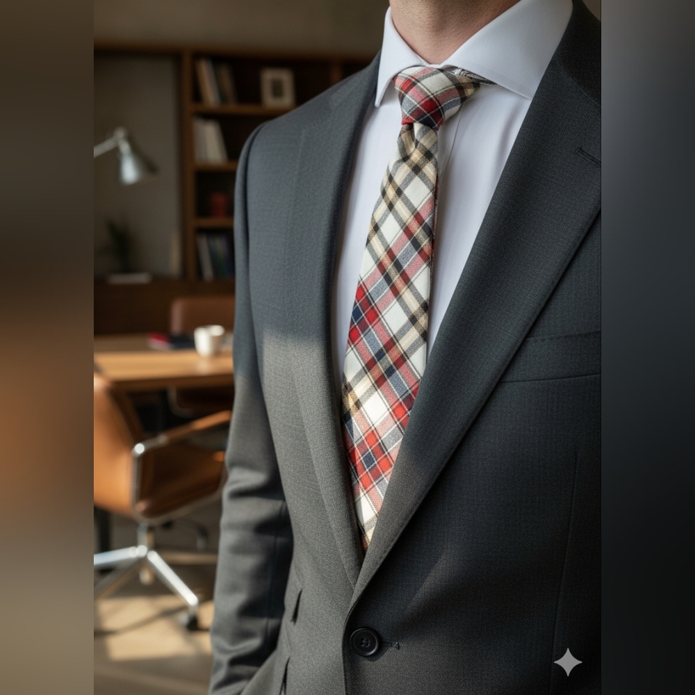 Skinny Tie Madness red/black plaid tie